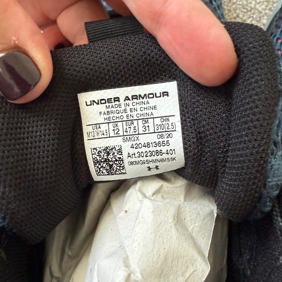 NIB Under Armour Men's Embiid One Omen Navy Blue and Black Hovr Sneaker Size 13 - Picture 6 of 7